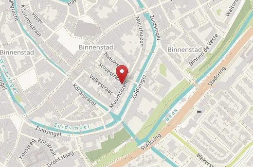 Plattegrond van de binnenstad van Amersfoort, met de locatie van Centrum Inanna